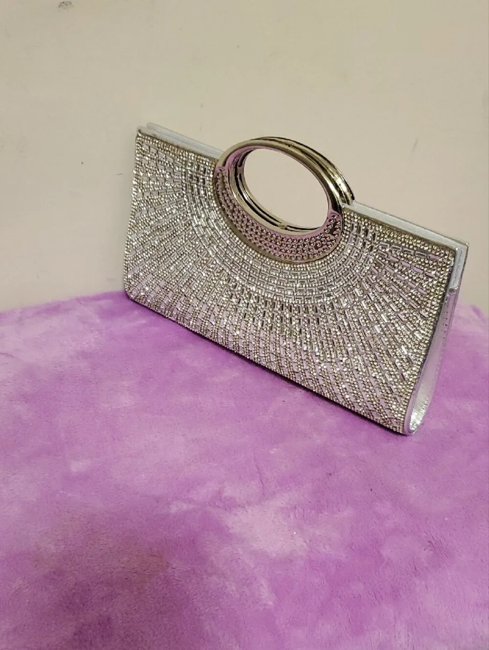 PrettyLittleThing Silver Crystal Embellished Clutch